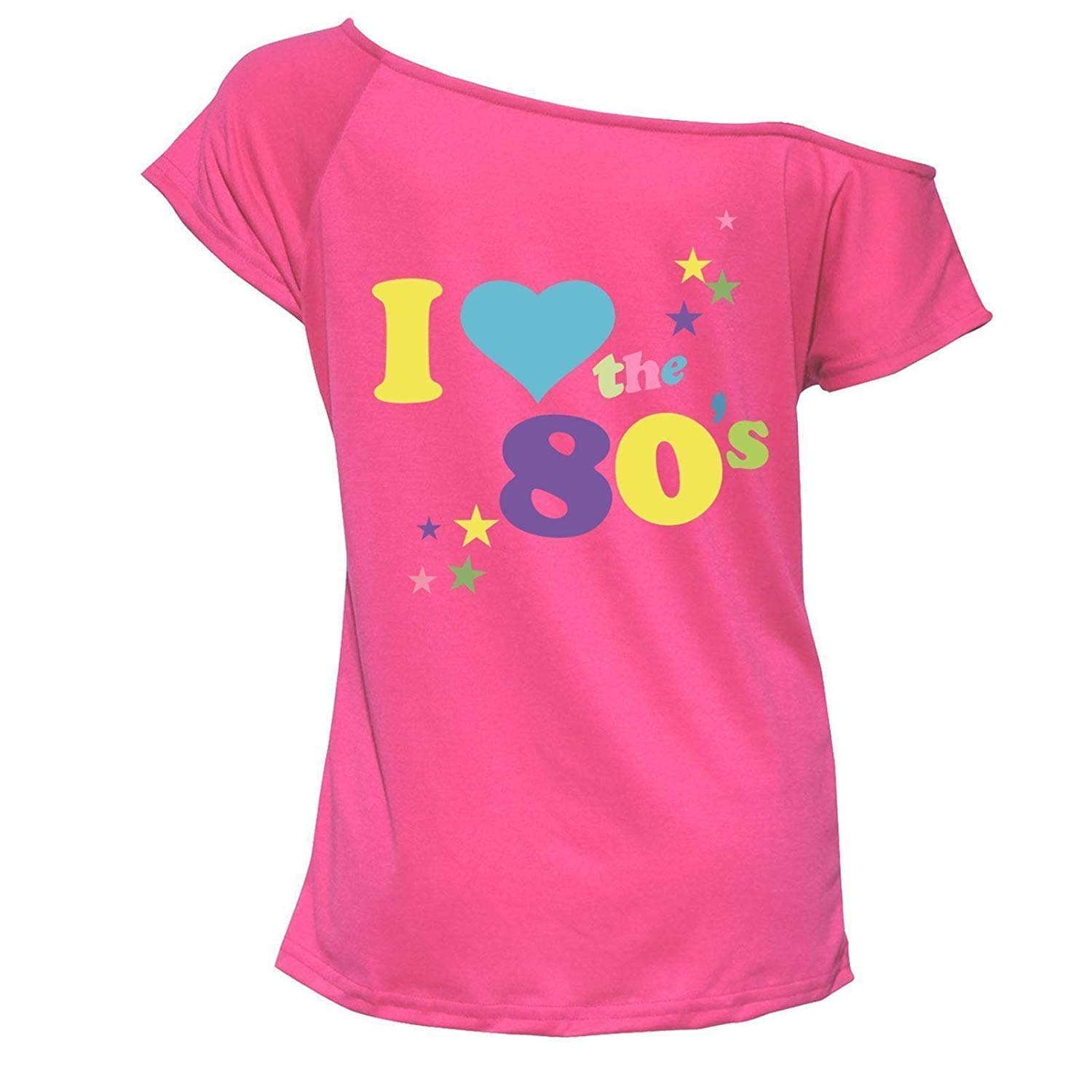 OTP Deluxe I Love The 80's Ladies Pop Star T-Shirt Black Sexy Retro Top Fancy Dress Costume