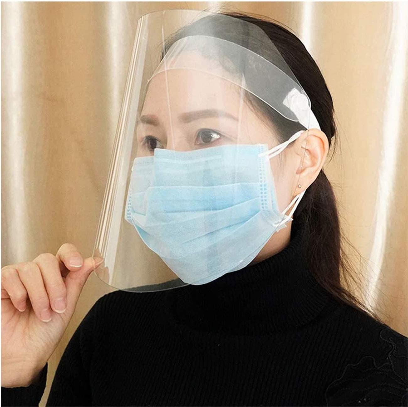 3 Pack Face Shields Adjustable Transparent Face Shield Protect Eyes and Face with Protective Clear Film Elastic Band Outdoor Face Cover