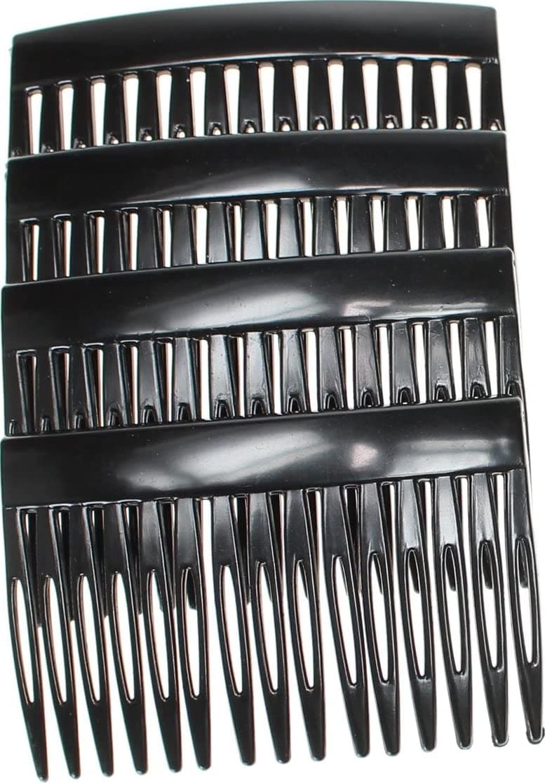 4 Pack of 7cm Black Plain French Side Hair Combs Slides Grips Clips Hair Accessories for Women Girls by Glitz4Girlz…