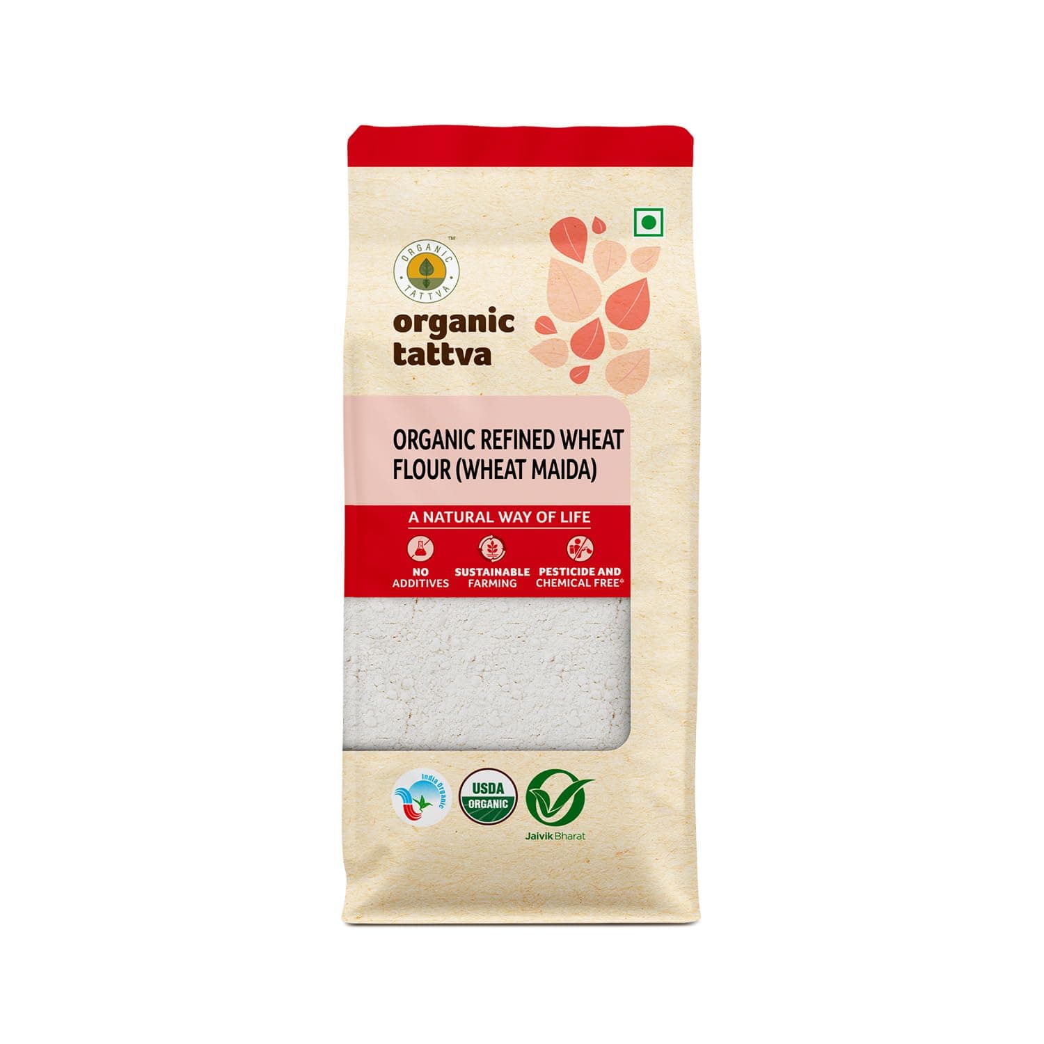 Organic Tattva Maida 500g | Organic Maida Flour | Refined from Whole Wheat | Pure Gluten Free Maida for Baking, Breads, Cookies and Cooking