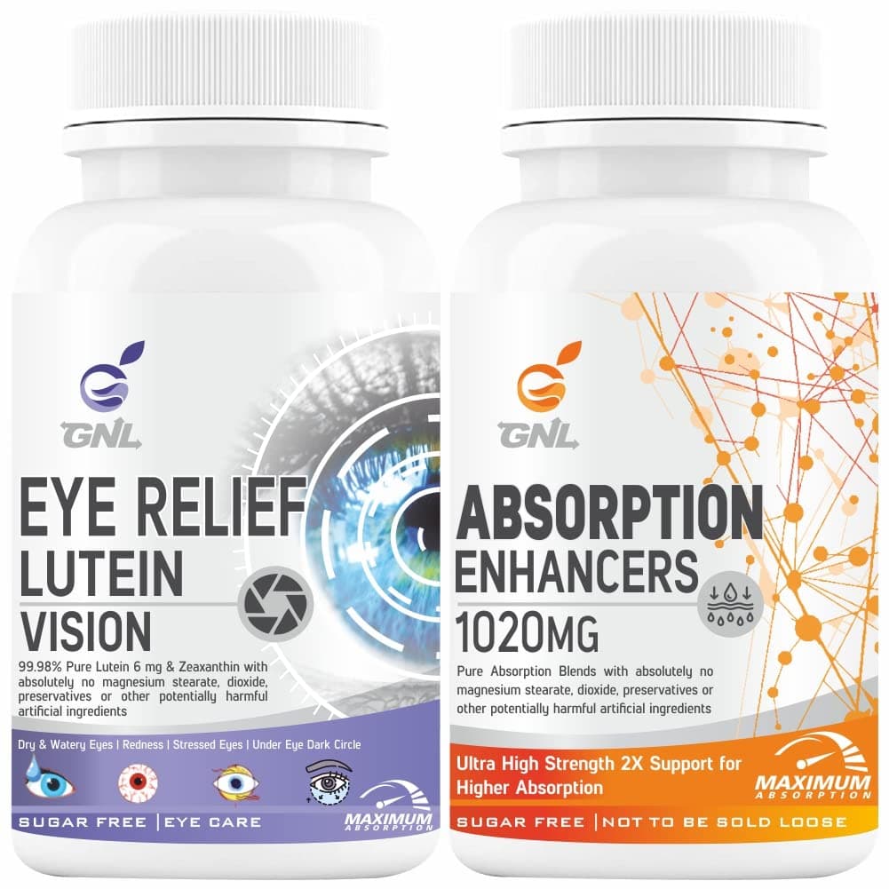 GNL Eye Supplements To Improve Vision With Lutein, Zeaxanthin, Vitamin A, C, D, E, And Omega 3 Fatty Acid To Support Reducing Dryness, Stress, Itchy, UV Light, & Redness In Eyes- 60 Capsules (Pack 1)