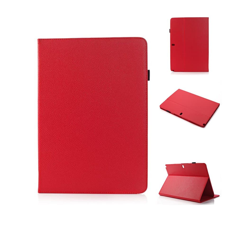 Annzon Litchi Leather Case Stand For Samsung Galaxy Note Pro 12.2 Folio Case / Galaxy Tab Pro 12.2 Case - Executive Hard Shell Stand Case Cover for SM-P900 / P905 (2014 Edition) (Galaxy Note Pro 12.2(P900 / P905), Red)