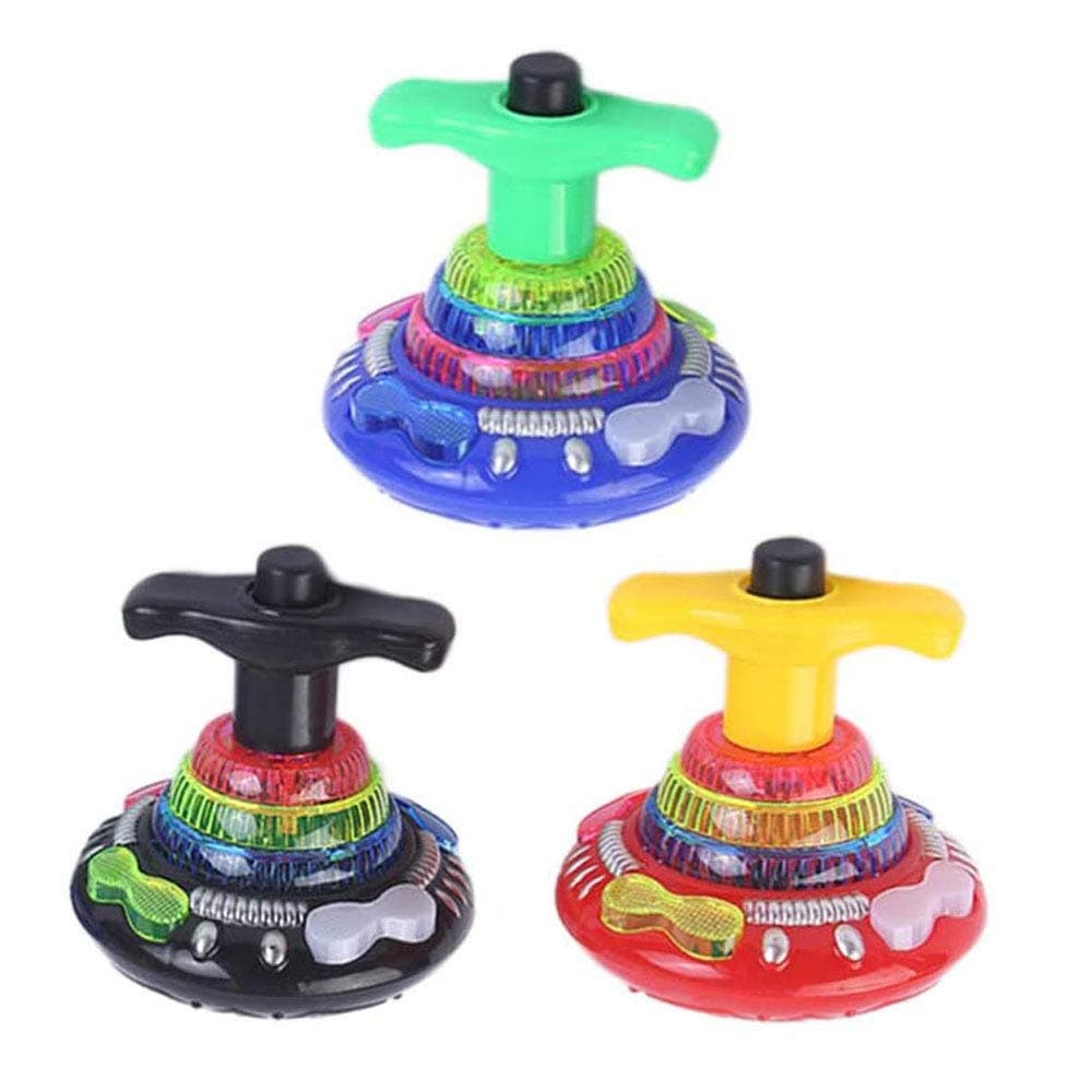 Light Up Spinning Tops for Kids, Shienus Magic Flashing Music Gyro Spinning Top Gyroscope LED Shining Toys Kids Toys (3Pcs)