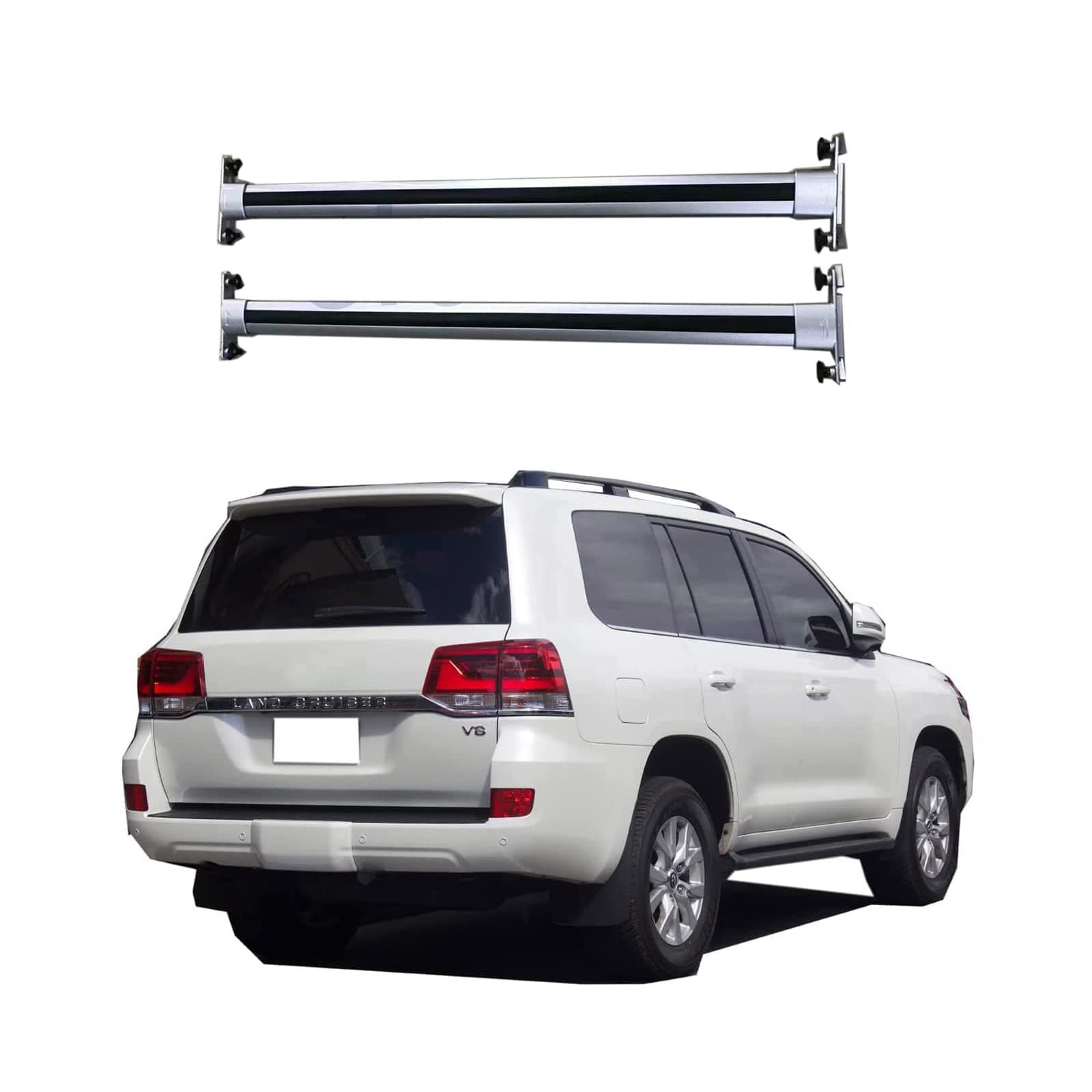 Rack Crossbars fits 2008-2021 Land Cruiser, Compatible with 2009-2015 Pilot with Factory Raised Roof Rails Inside Slots Aluminum Cross Bars Silver