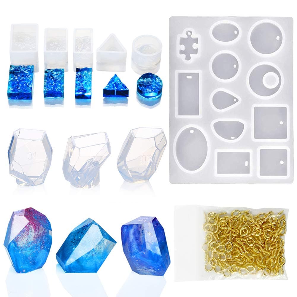 Epoxy Resin Silicone Molds, Resin Casting Mold for Gem, Crystal, Diamond, Jewelry Making, Necklace Pendant, Large and Small Resin Molds (#1)