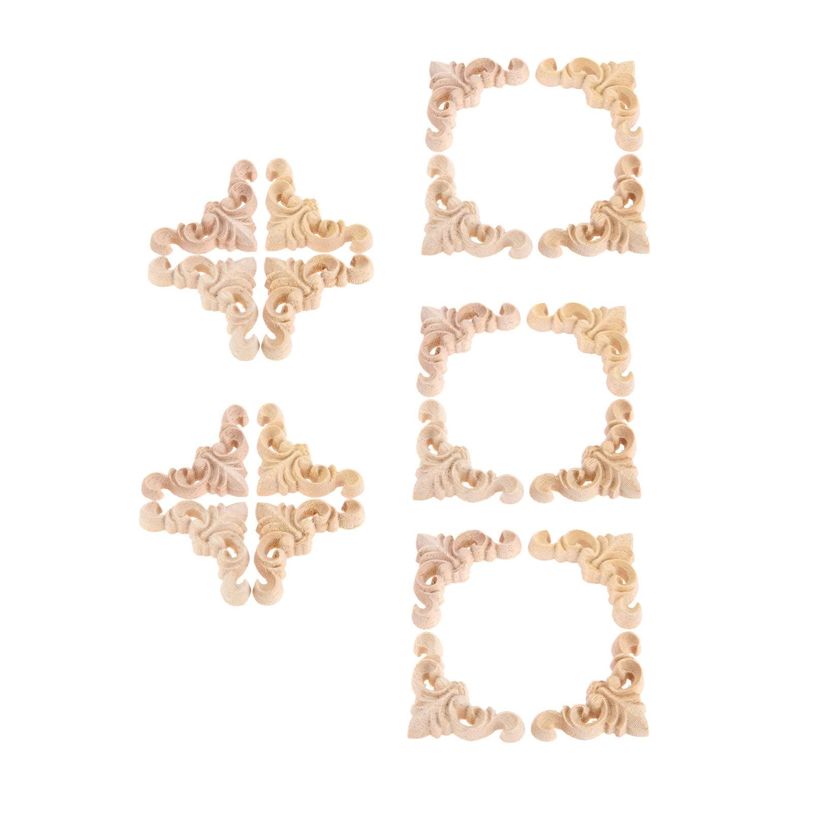 20Pcs Furniture Onlay Applique Frame for Home, 4x4cm/1.57"x1.57", Unpainted Woodcarving Corner Decal Cabinet Door Wall Ceiling Dresser