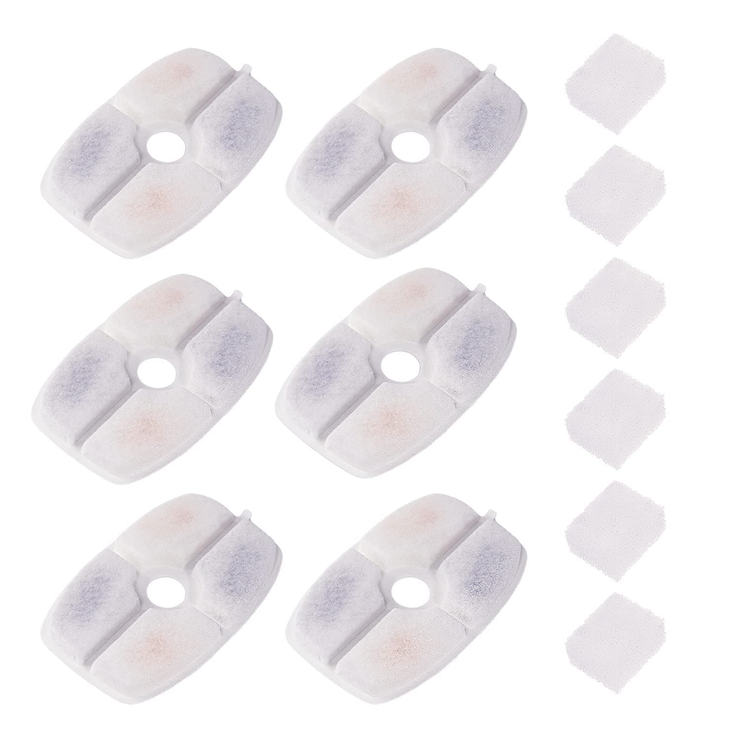 furrybaby Carbon Replacement Filters for Cat and Dog Fountain, Premium Pet Water Fountain Dispenser Filters (6 Packs for Rectangular White)
