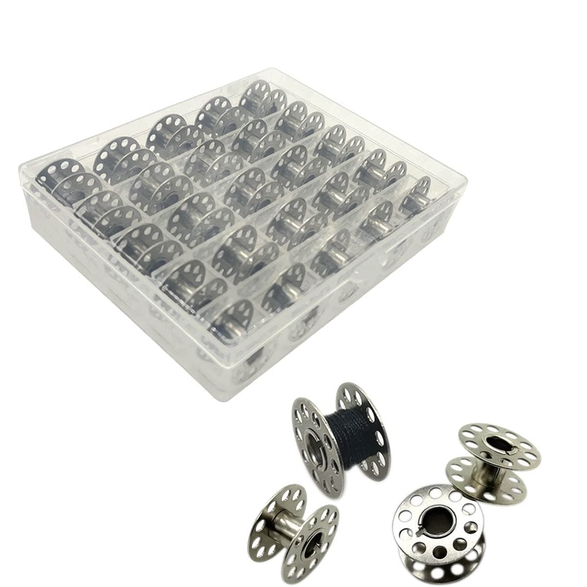 25 Pcs Metal Bobbins for Sewing Machine with Storage Box, A Class 15 Universal Bobbins in Case Compatible for Brother, Janome, Singer, Bernina, Toyata, Anime, Kenmore, Elna, Babylock by LeBeila