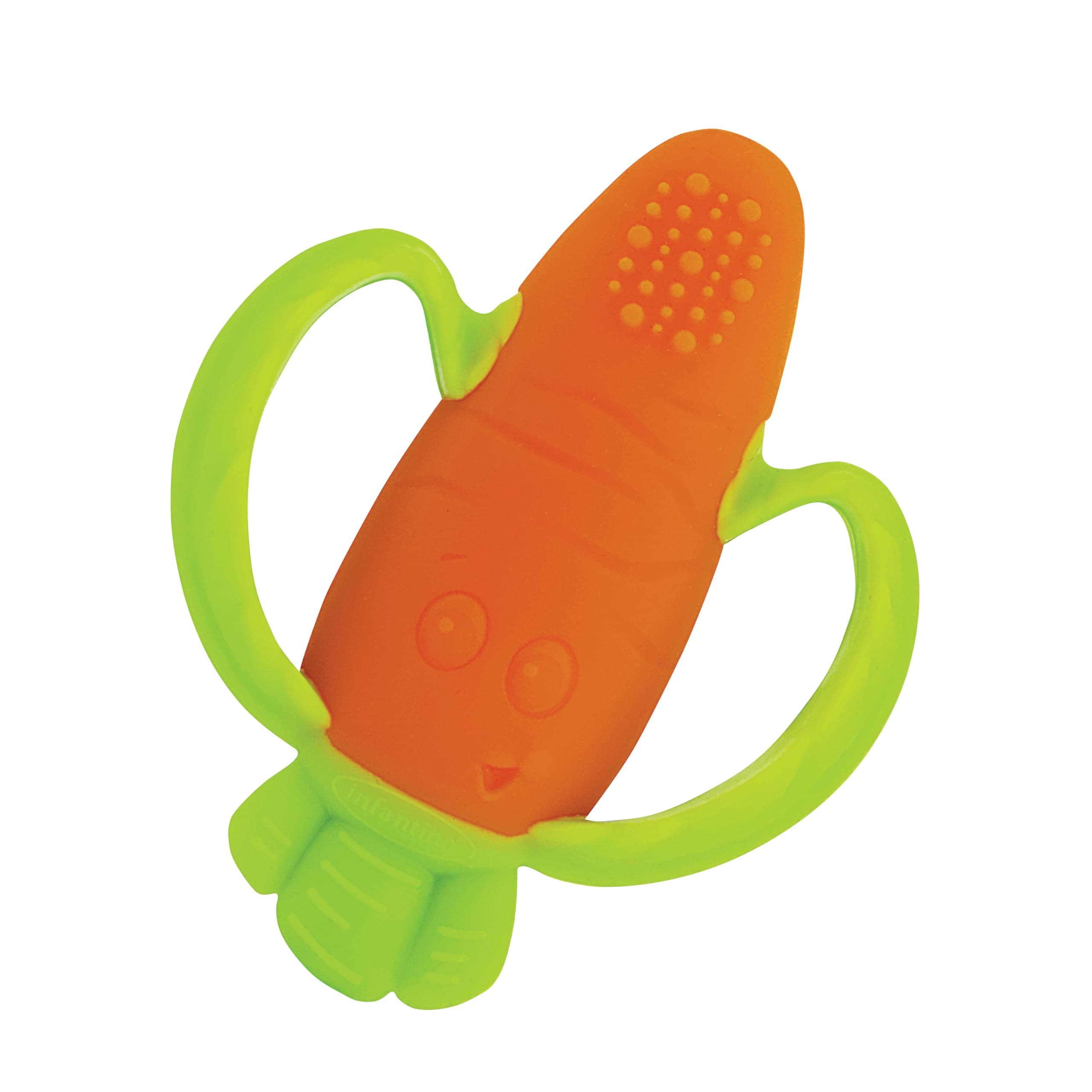 Infantino Lil’ Nibbles Textured Silicone Teether, BPA-Free Baby Teething Toy, Soft, Easy to Hold, Sensory Stimulation for Infants, Carrot