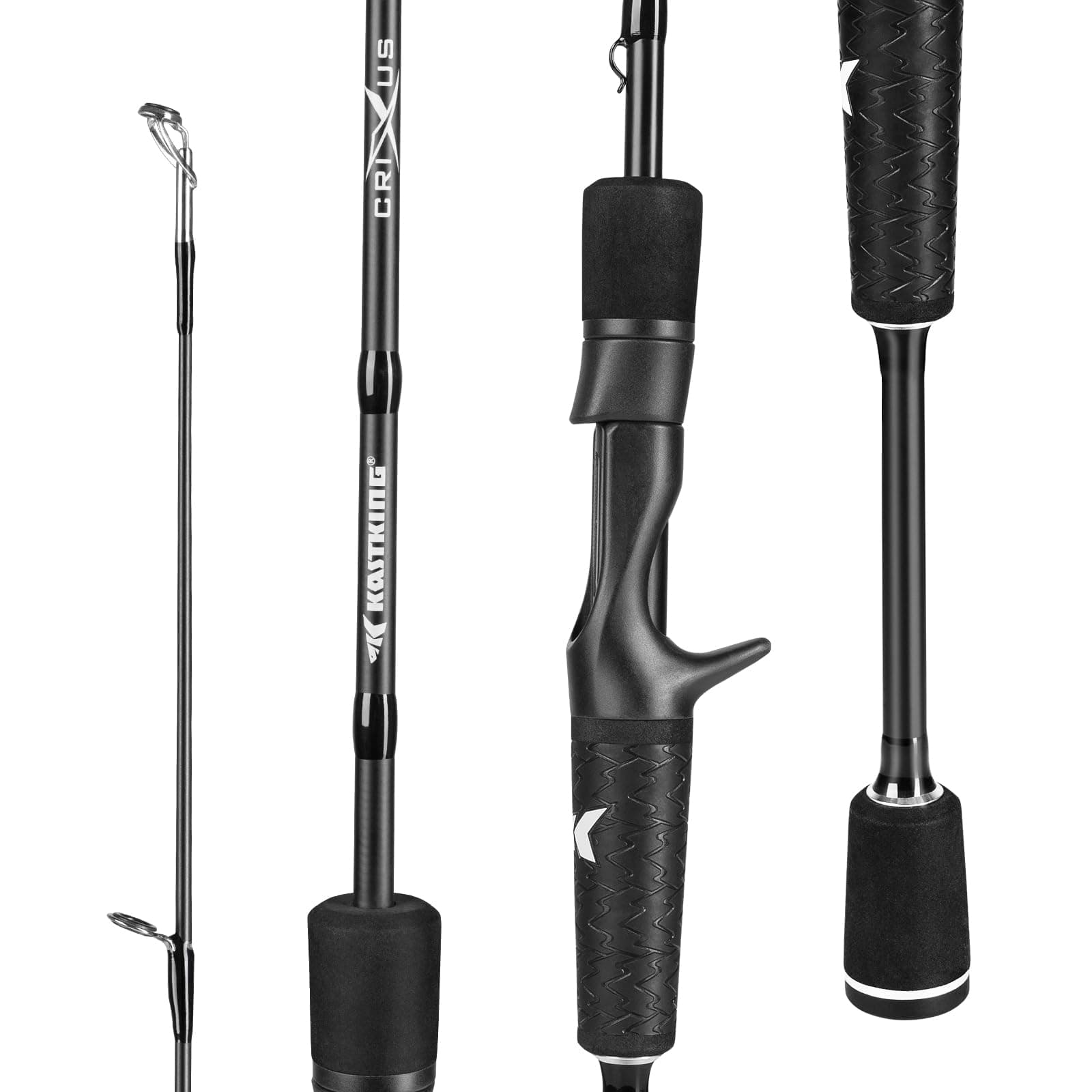 Crixus Fishing Rods,IM6 Graphite Spinning Rod & Casting Rod W/Zirconium Oxide Ring Stainless Steel Guides, SuperPolymer Handle