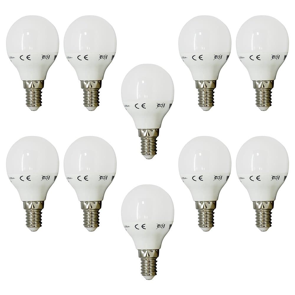 10x P45 E14 Golf Ball LED Light Bulbs, 4W Screw Cap Base Energy Saver Bulb, 3000K(Warm White), 323Lm, 160°Beam Angle, 80 CRI, IC Driver, 25000H Life Time, 2 Years Warranty