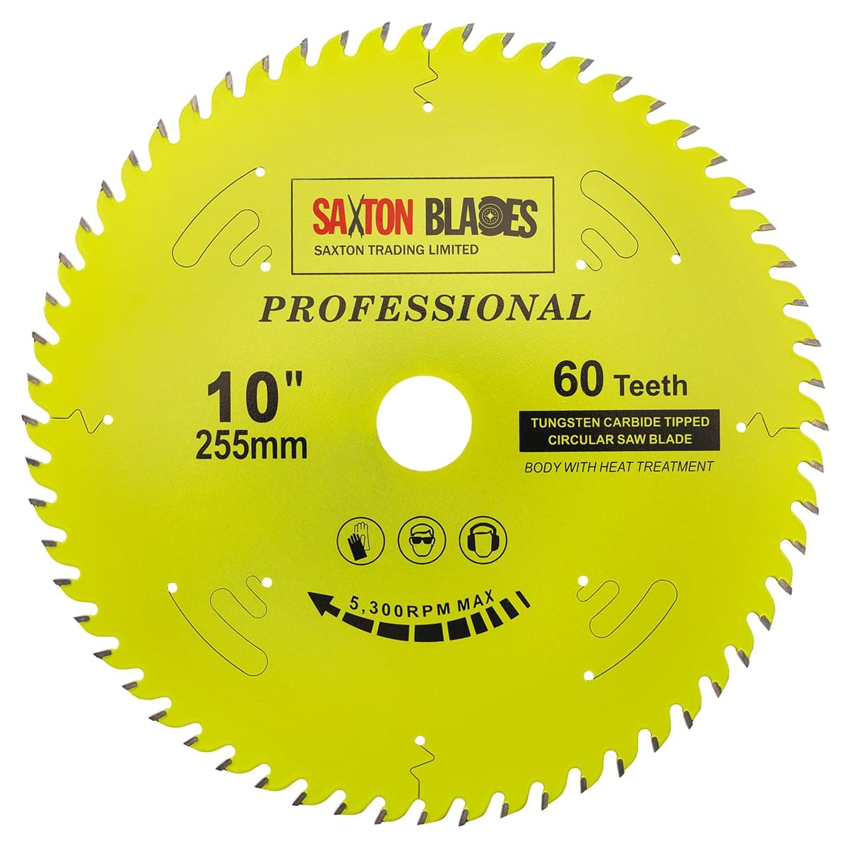 TCT25560TPRO Saxton Professional Range TCT Circular Saw Blade 255mm x 60T x 30mm Bore, 16, 20, 25, 25.4mm Reduction Rings Compatible with Evolution Bosch Makita Dewalt etc
