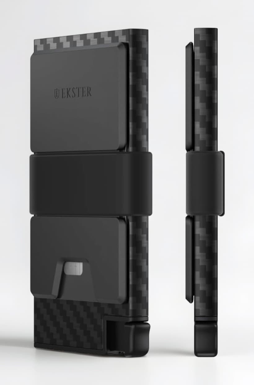 Ekster Aluminum Cardholder Wallet for Men | Metal Wallets with RFID Blocking Layer | Slim & Minimalist Aluminum Wallet with Push Button for Quick Card Access, Carbon Fiber, One Size, Cardholder