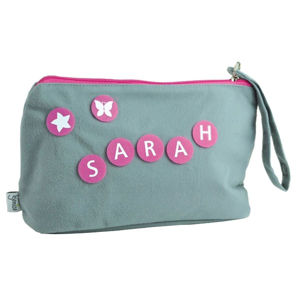 Kjomizo Dottybag Sac à langer/trousse de toilette avec ronds décoratifs Velcro de la même couleur que celle de la fermeture Éclair Gris