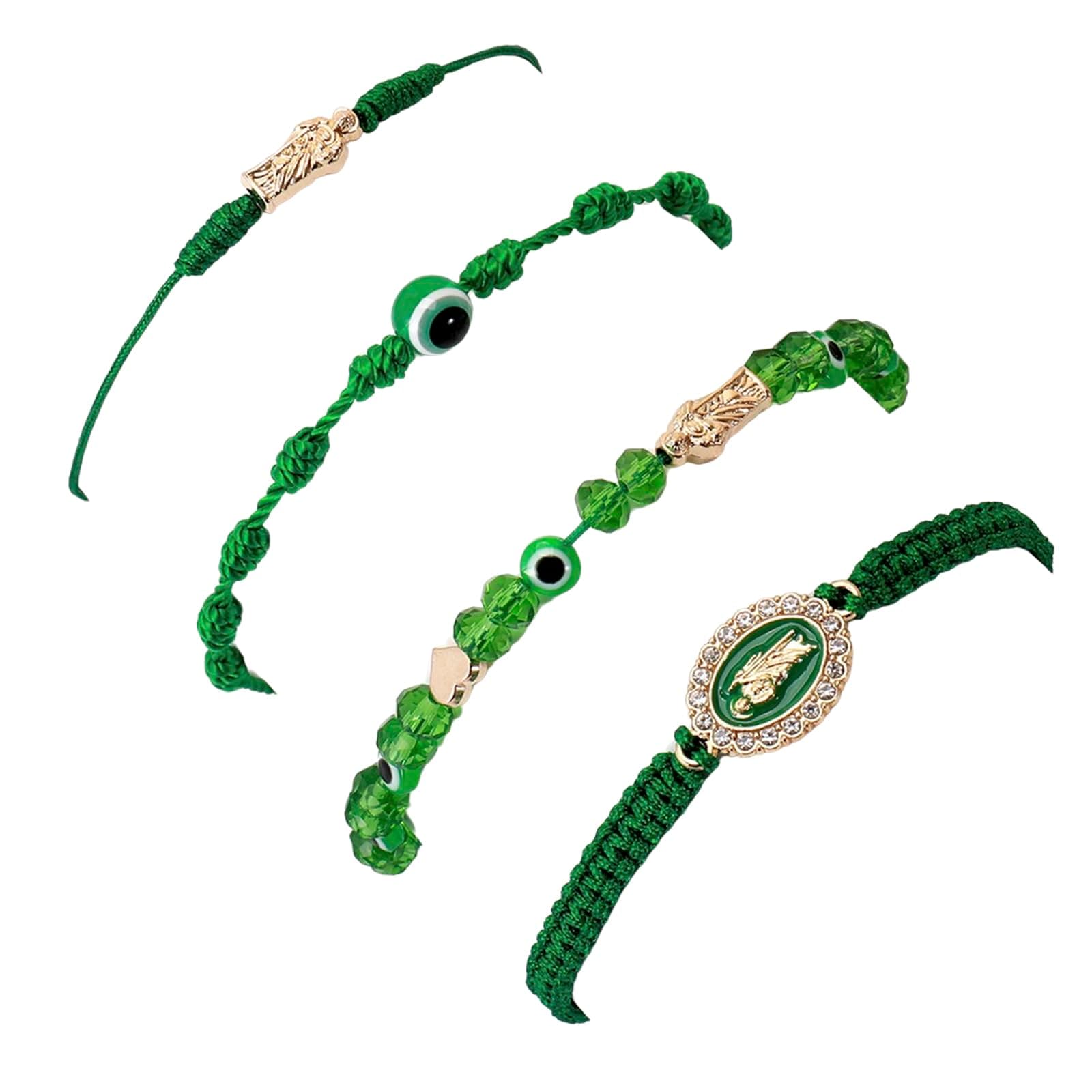 BovemeePink String Evil Eye 7 Knot Lucky Bracelets Mexican Braclets Red Braided Black Rope San Judas Bracelet Virgin Mary Amulet Gift for Women Men