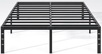 Metal Bed Frame,Queen Size Bed Frame with Storage Space,Heavy Duty Sturdy Mattress Foundation,Easy Assembly,No Box Spring Needed, Black,18 Inch,Queen