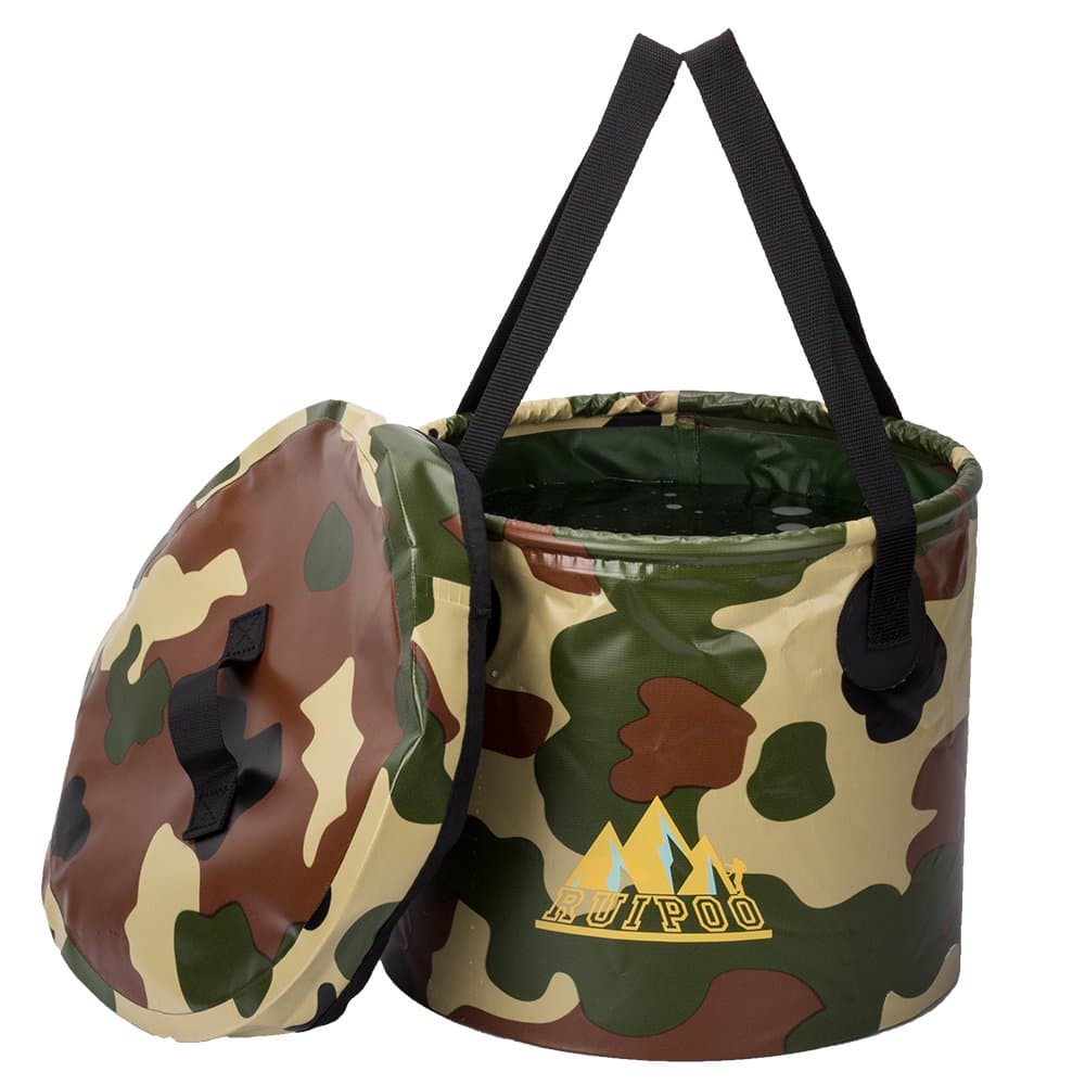 Ruipoo Collapsible Bucket Camping Water Storage Container with Lid Portable Folding Wash Basin for Traveling Hiking Fishing Boating Gardening