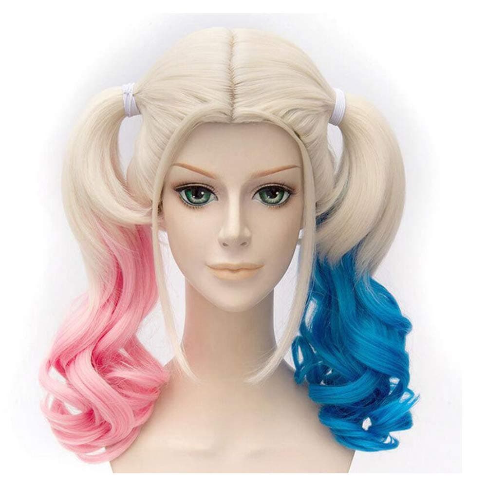 Multi-color Long Curly Ponytail Hair Heat Resistant Wig for Women Halloween Costume Cosplay