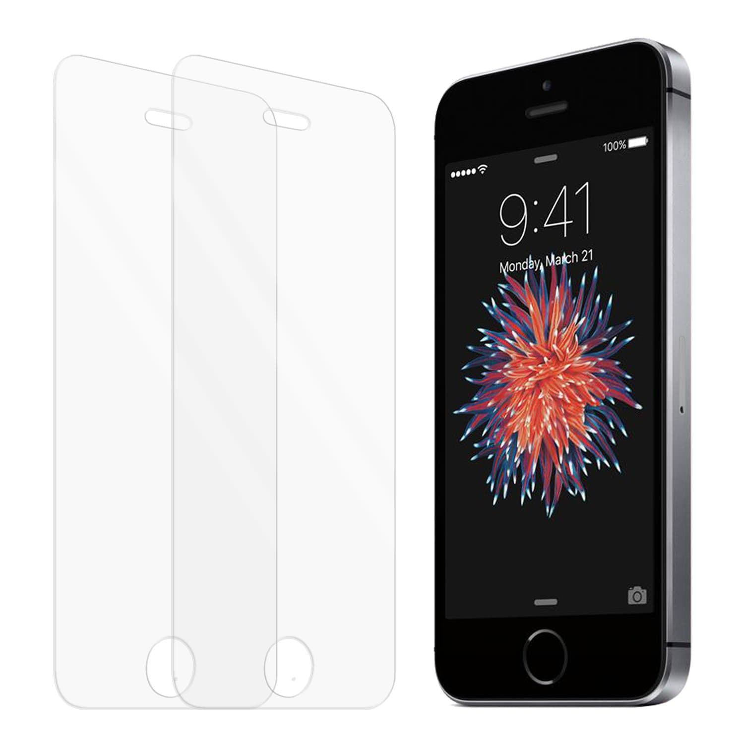 zenmo 2-Pack Premium Tempered-Glass Screen Protector for iPhone SE/5S/5C/5 (0.33mm HD Ultra Clear)