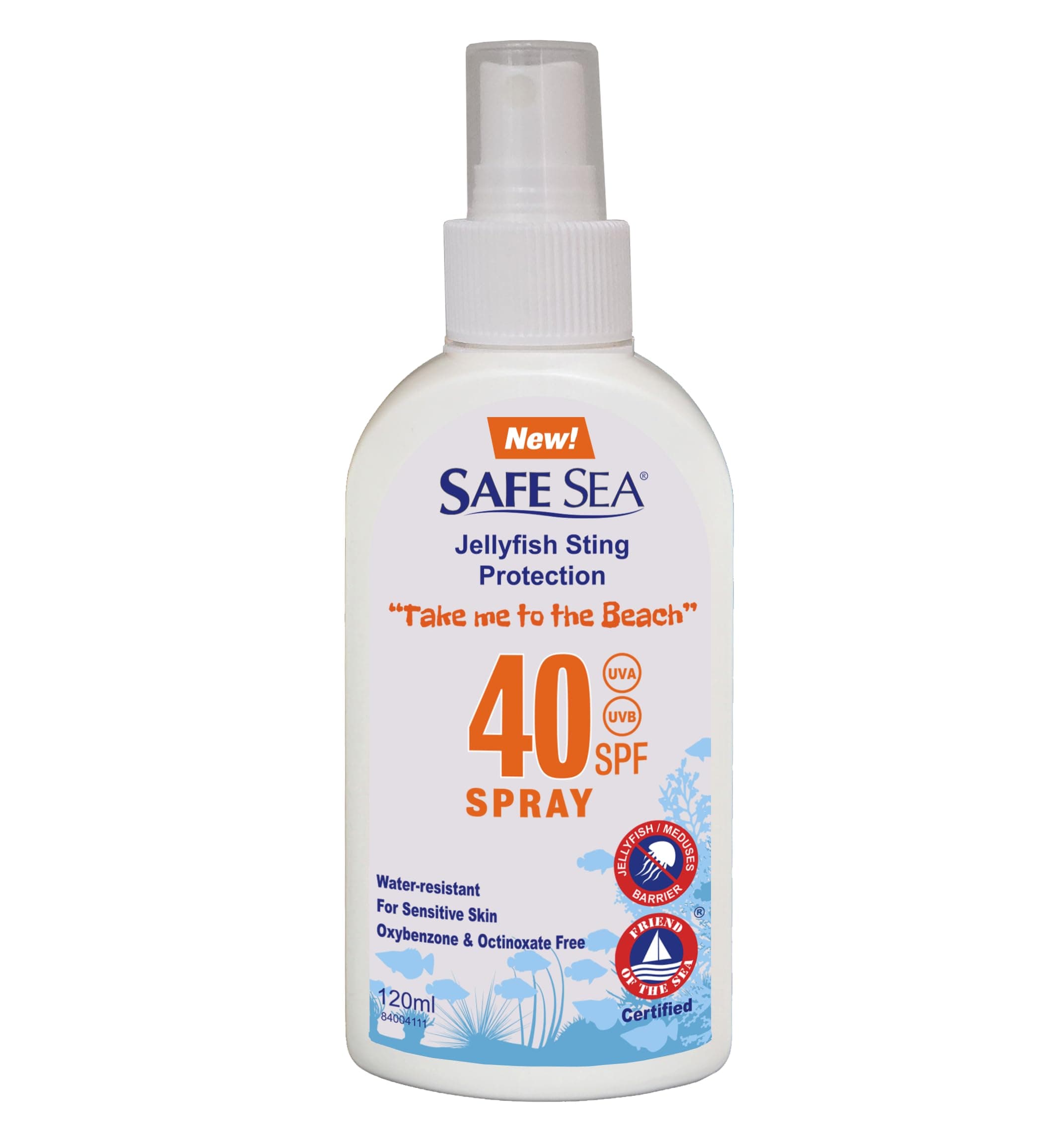 Safe Sea Jellyfish Sting-Blocking Sunscreen, SPF 40+ Spray 4 Fl oz, Waterproof, Biodegradable, Coral Reef-Safe – Body and Face Sunscreen, Anti-Jellyfish and Sea-Lice sting protection.
