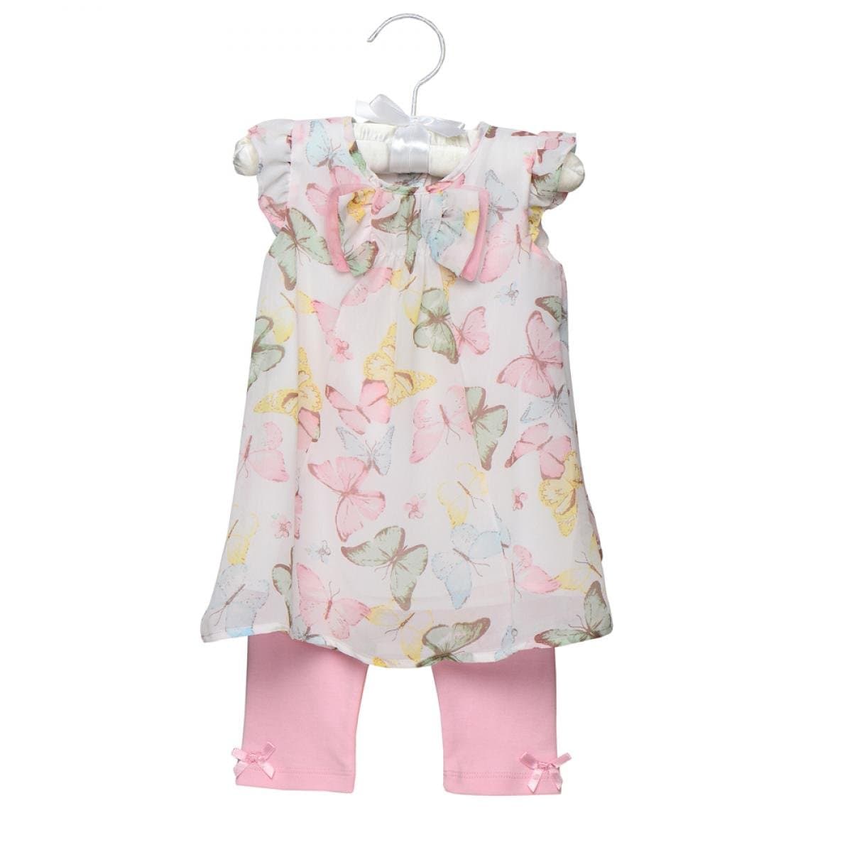 Anne Geddes Baby Girl 2-pc Pastel Butterfly Georgette Tunic & Leggings Set