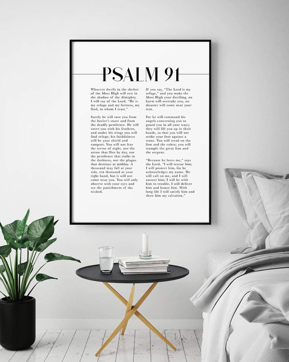 JuabcJuabc Modern Psalm 91 scripture wall art, the one who lives in the shelter, artwork from the bible verse for your Christian home decor 50x70cm No Frame