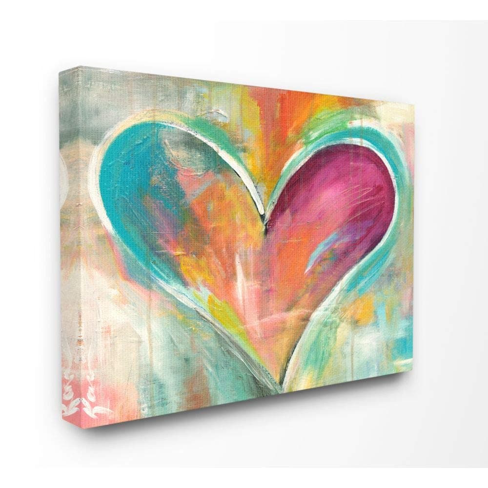 Stupell Industries Abstract Colorful Textural Heart Painting Canvas Wall Art Design By Artist Kami Lerner, 24 x 30, Gallery Wrapped Canvas