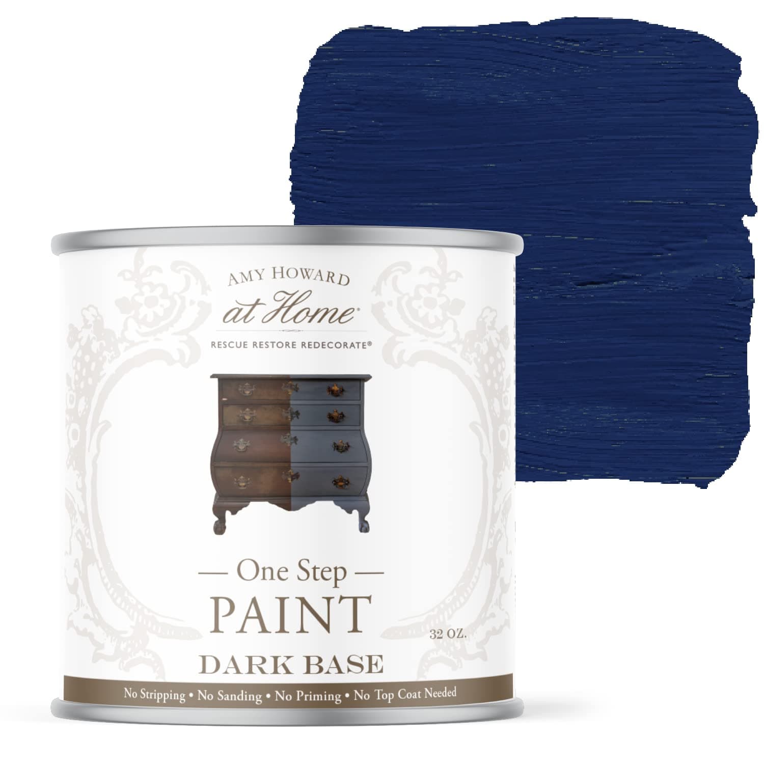 AMY HOWARD AT HOME Chalk-Based One Step Paint for Furniture, Cabinetry, Decor, Finish, and More | No Stripping, Sanding, or Priming | Dark Base | 32 Ounce | American Dream