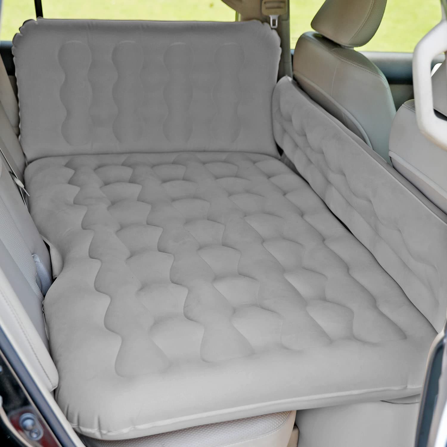 Casago F1 Multifunctional Inflatable Car Bed Mattress Universal Car Back Seat for Baby Travel Air Inflation with Two Air Pillows, Car Air Pump and Repair Kit (Grey)