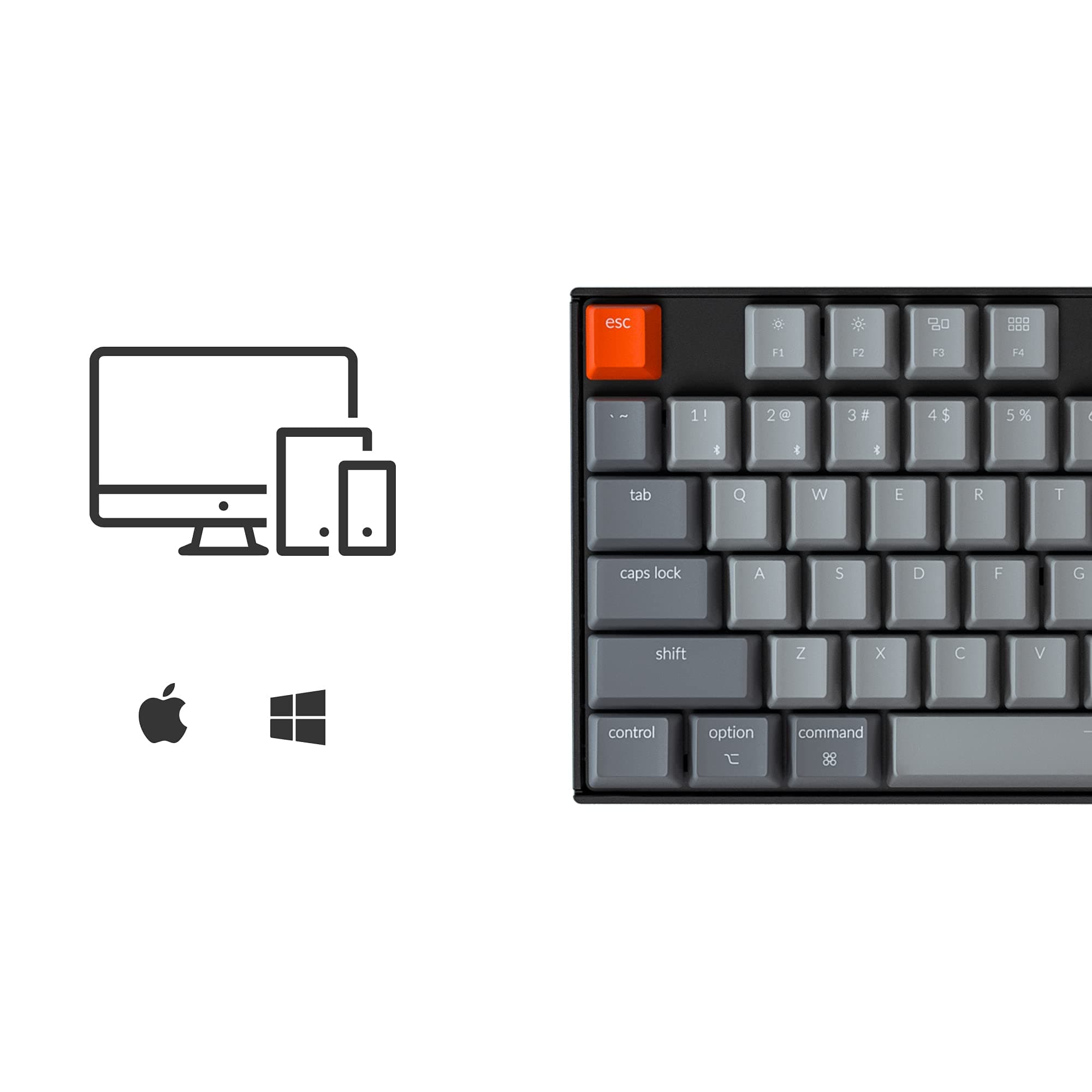 Keychron K8 Hot-swappable Wireless Bluetooth/Wired USB Mechanical Keyboard with Gateron G Pro Blue Switch/White LED Backlight/N-Key Rollover, Tenkeyless 87-Key Computer Keyboard for Mac Windows