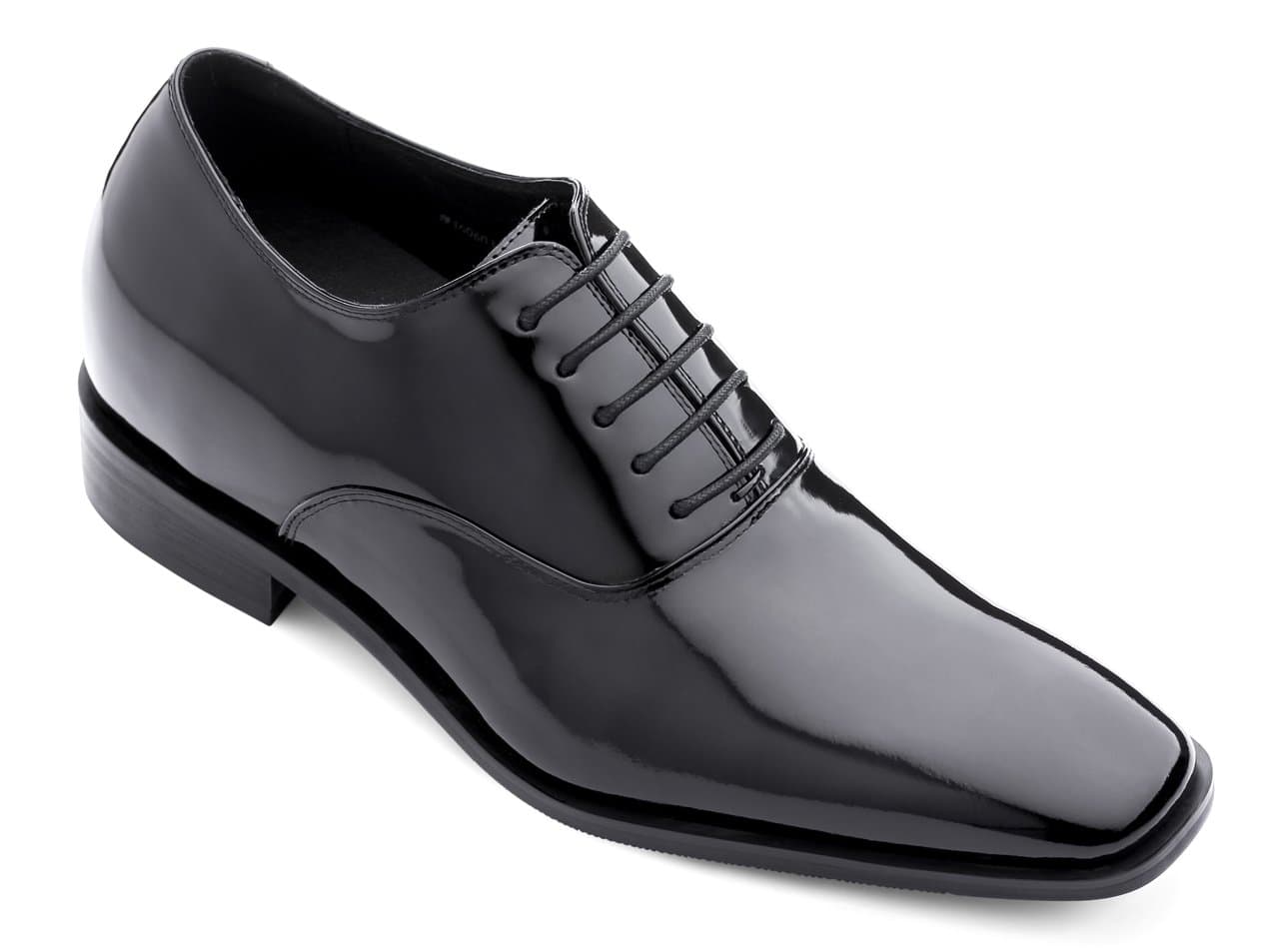 TOTO Men's Invisible Height Increasing Elevator Shoes - Black Patent Leather Lace-up Formal Oxfords - 3 Inches Taller - H6532B - Size 8 D(M) US