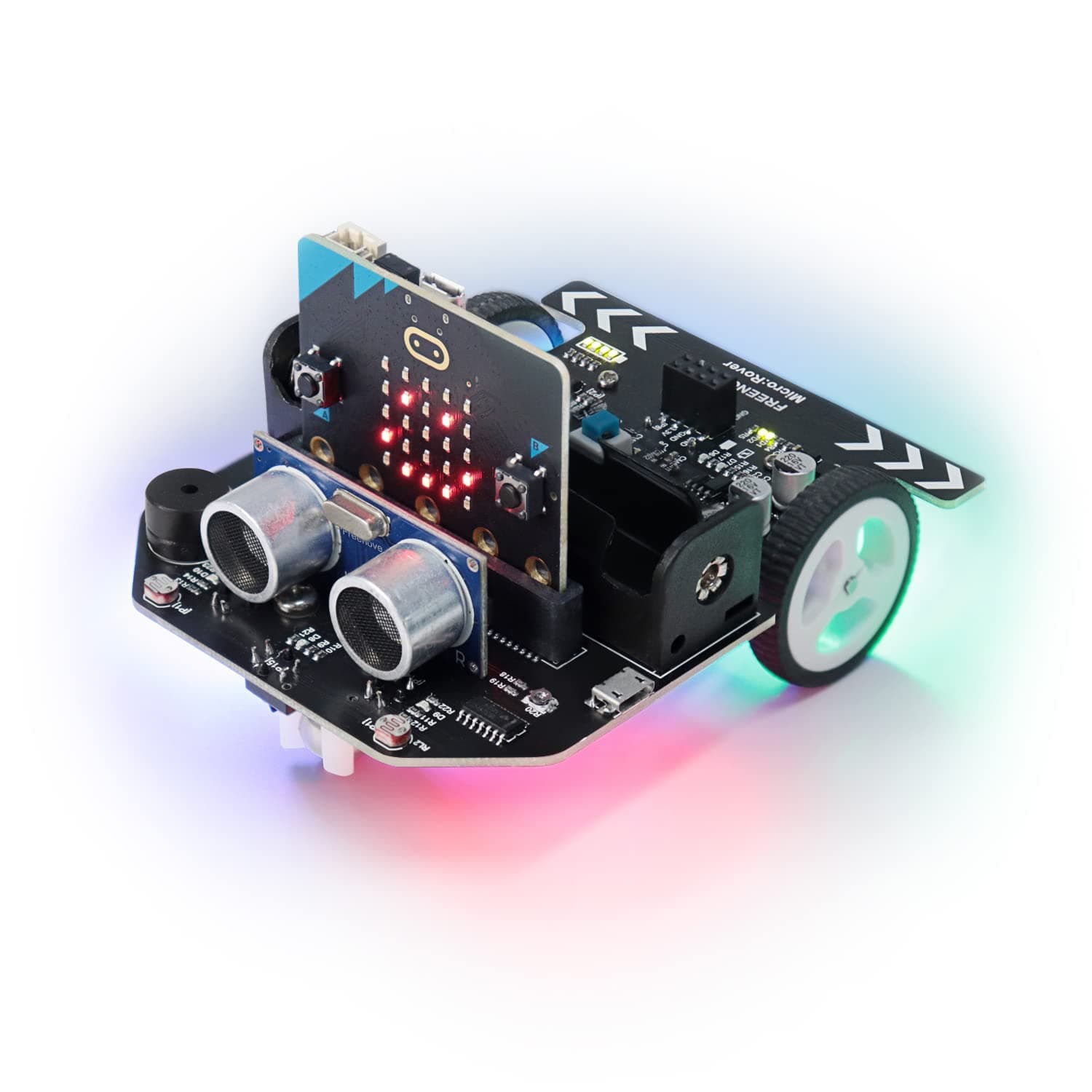 Freenove Micro: Rover Kit for BBC Micro: Bit (V2 Included), Obstacle Avoidance, Line Tracing, Remote Control, Play Melodies, Colorful Lights, Rich Projects, Blocks And Python Code