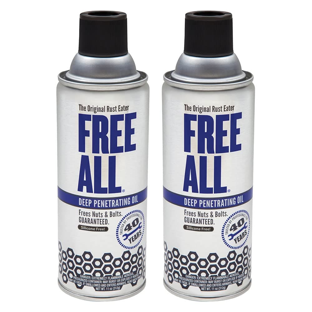 Free All Deep Penetrating Oil Rust Remover, Loosen Rusty Nuts & Bolts, Screws, Clamps, Pipes, 11 oz. Aerosol, 2 Pack