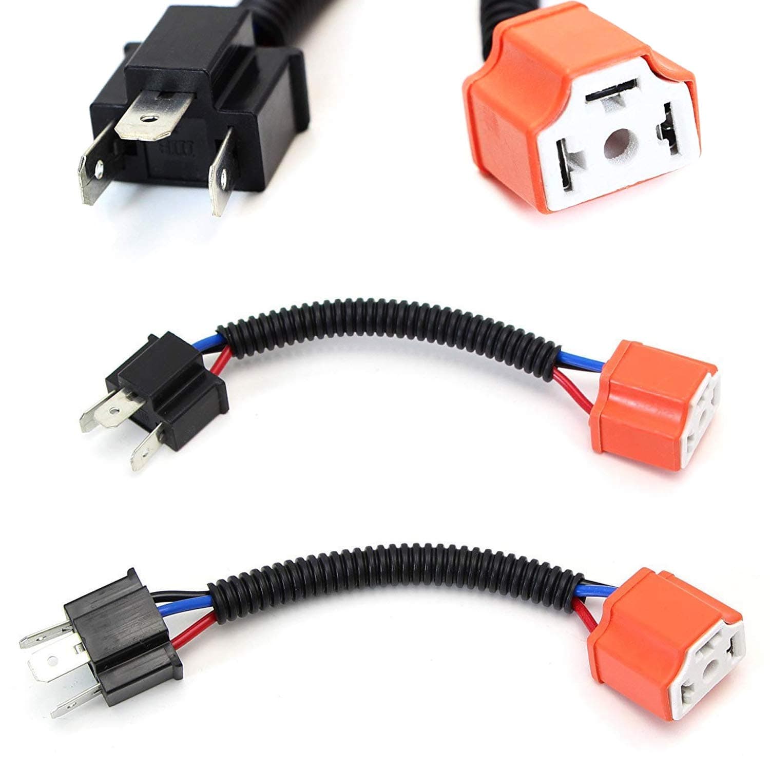 H4 9003 Heavy Duty Ceramic Wiring Harness Sockets Compatible with High/Low Beam or Fog Lights