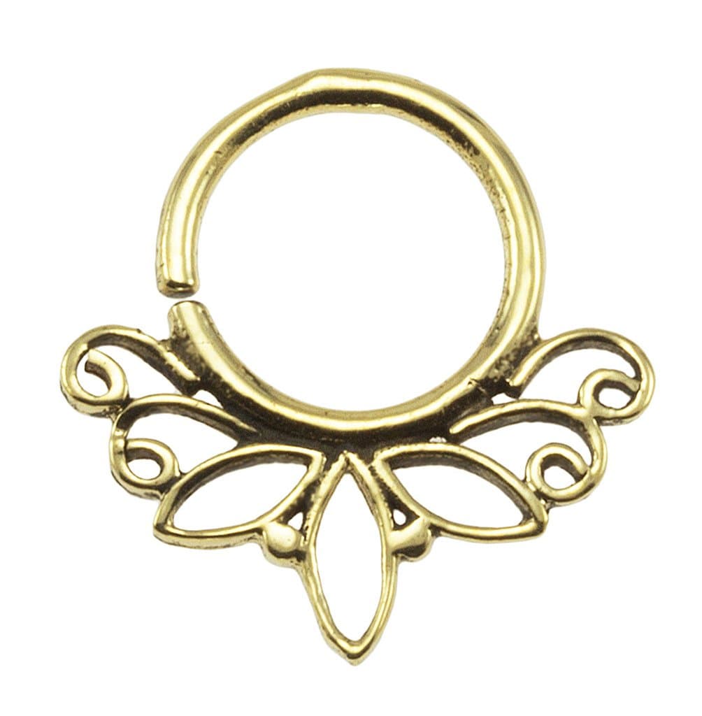Street Habit Brass Tribal Lotus Design 18G Septum Ring - 7mm (0.3") Inner Hoop with Adjustable Opening