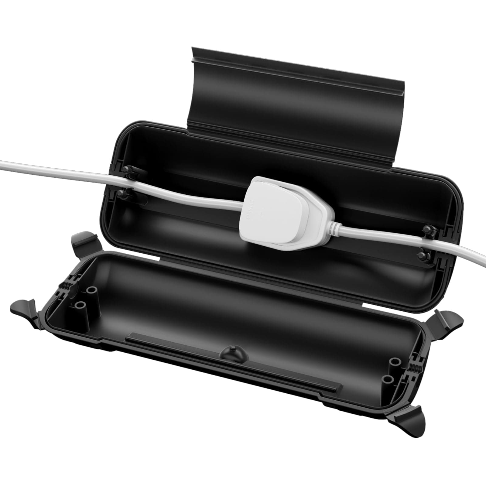 Outdoor Waterproof Connection Box (29 × 11 × 7.5cm), IP44 Weatherproof Extension Lead Cover, Safety Seal Enclosure for Holiday Lights, LED Strips, Power Tools, Fountain, Black