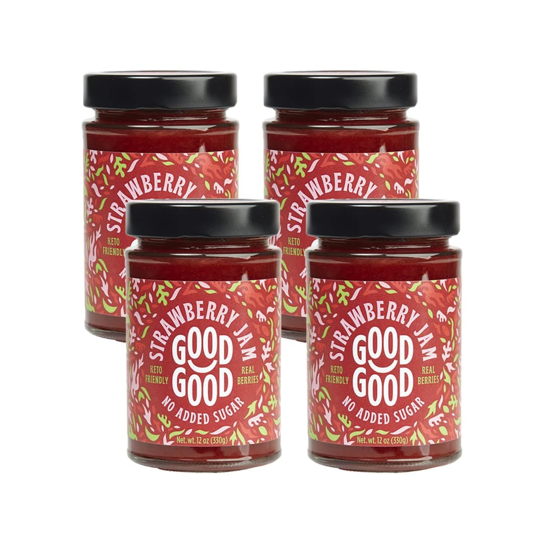 Strawberry Jam - No Added Sugar - Low Calorie - Gluten Free and Vegan - Diabetic and Keto Friendly - 12oz / 330g (Pack of 4)