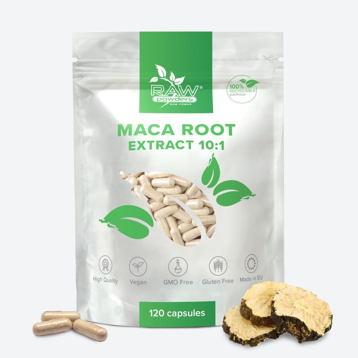 Maca Root Extract 10:1 500mg, 120 Caps – Energy & Stamina Support – Pure Ingr...