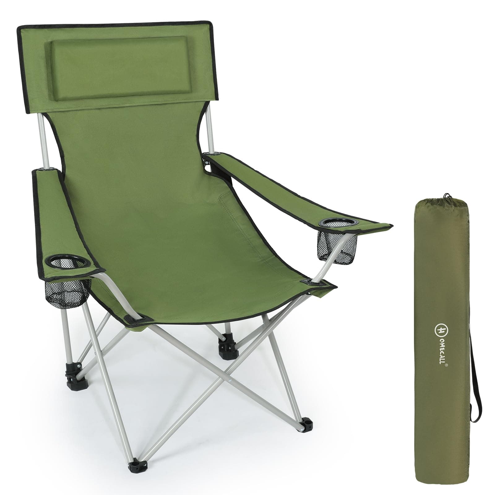 30001 Camping Chair, foldable, green, Armrests with Cupholder, 96.0 cm*79.0 cm*84.0 cm