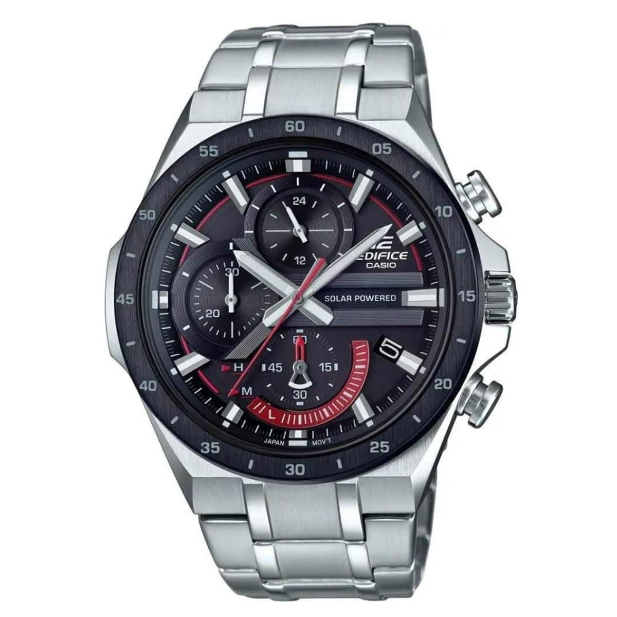 Casio Edifice EQS-920DB-1AVUDF Black Analog Dial Silver Stainless Steel Band Men's Watch Solar Powered Chronograph EX487