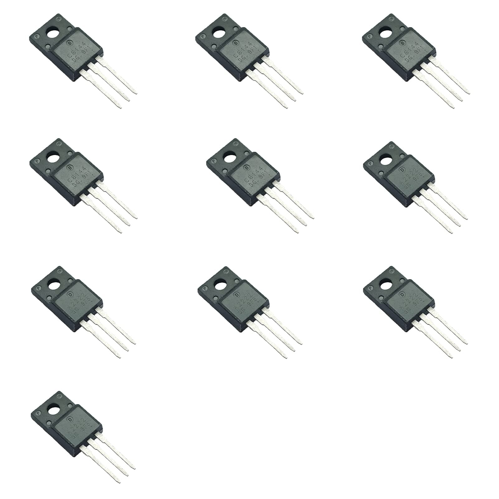 10pcs(5pcs A2222+5pcs C6144) A2222SG C6144SG PNP NPN Epitaxial Planar Silicon Transistor for High-Current Switching Applications,To-220AB.