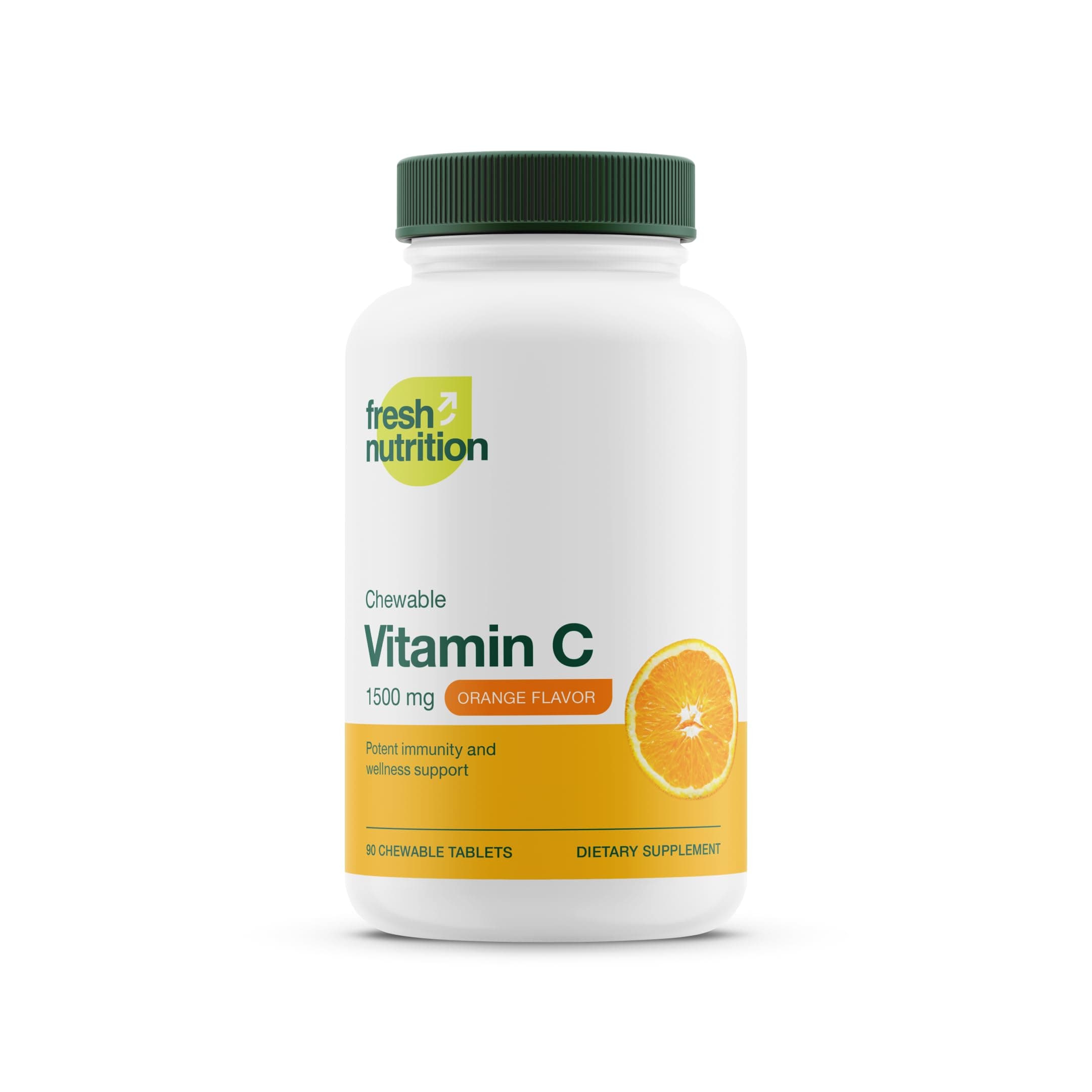 Fresh Nutrition Vitamin C Chewables - Powerful 1500mg Per Day Immune Support - All Natural Tasty VIT C Supplement - Vegan Friendly, Non-GMO, Gluten & Soy Free - 90 Chewable Tablets