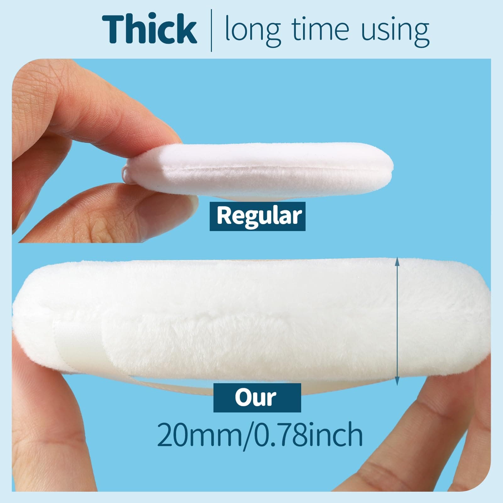 Teenitor 2pcs Powder Puff, 4.13 Inch Round Synthetic Velour Body Powder Puffs, Beige, For Applying Body Powder