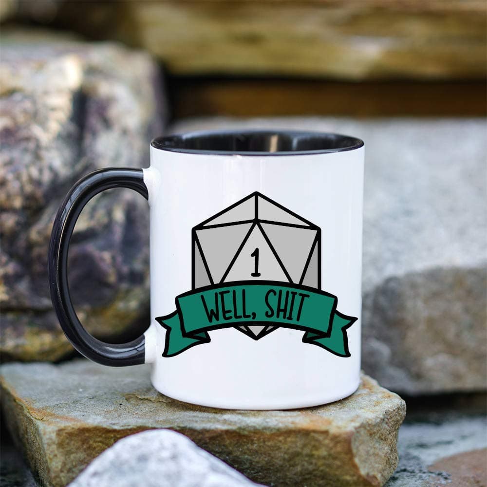 mug Brand: Well Shit DND Gift for DM Dungeons and Dragons RPG Pathfinder Critical Fail D20 Funny Mug