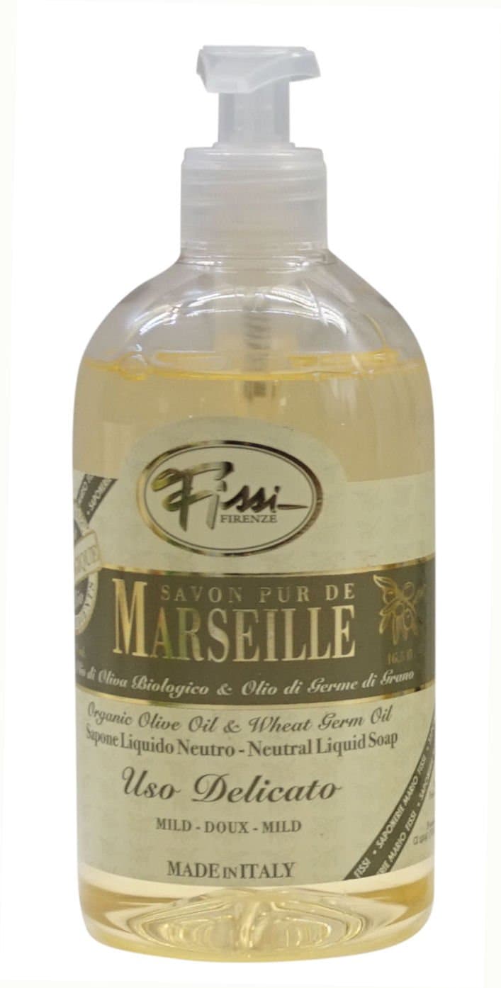 "Savon Pur de Marseille" Neutral Liquid Soap, Mild Use 16.5 Fluid Ounce (500mL) Bottle with Measuring Cap [ Italian Import ]