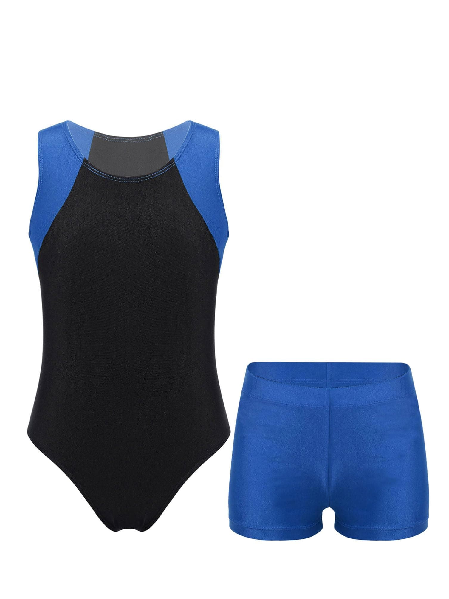dPoisBoys Sleeveless Gymnastic Leotard Unitard Top with Shorts Athletic Running Cycling Outfit
