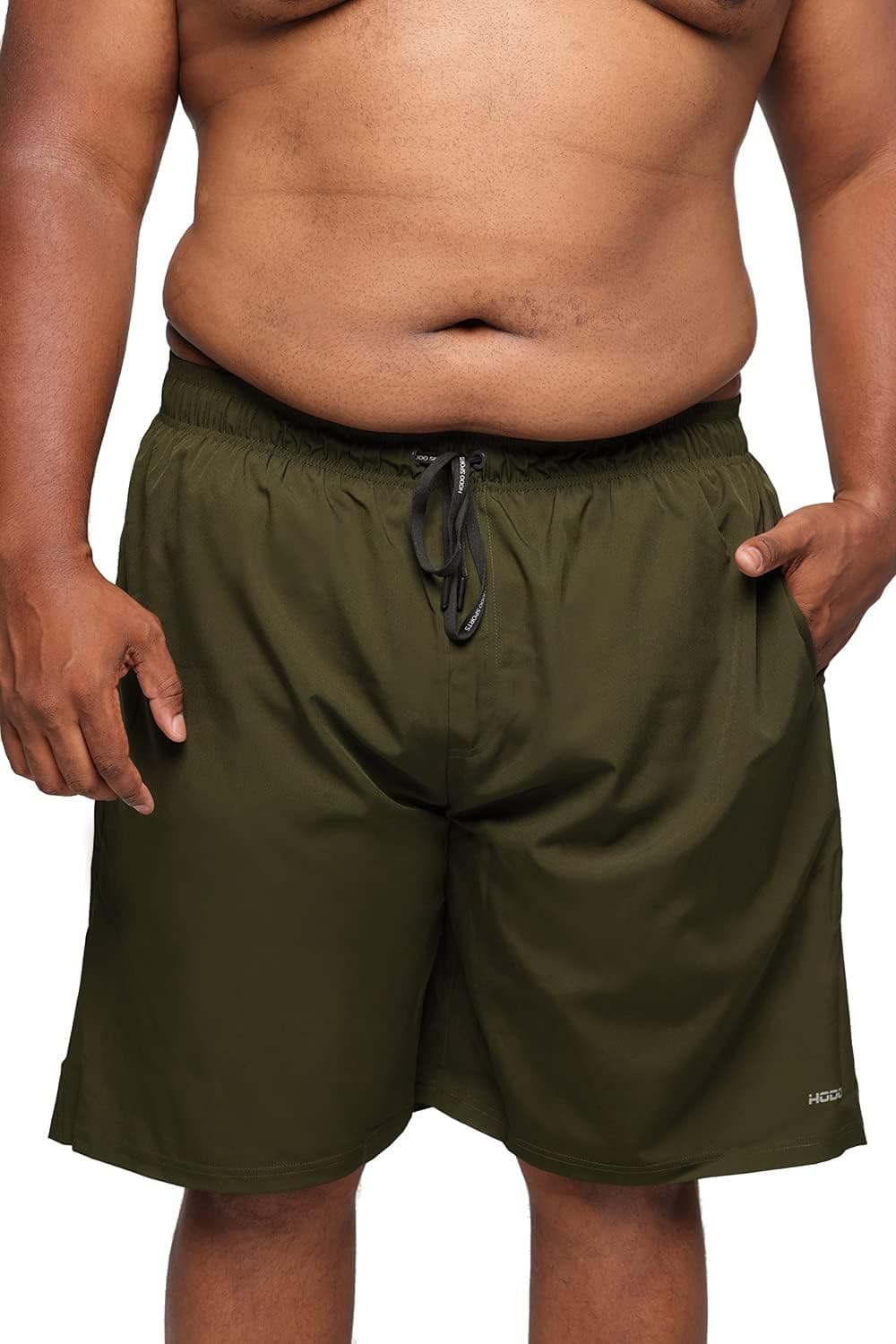HOdo Men's Big and Tall Swim Trunks Extended Size Beach Swim Shorts with Mesh Lining,Army Green,4XL