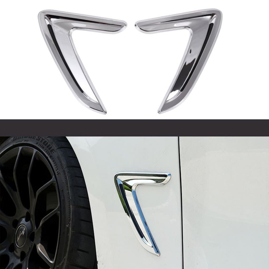 Car styling Black/Silver/Red Side Air Fender Sticker Car Accessories ABS Chrome (Silver)