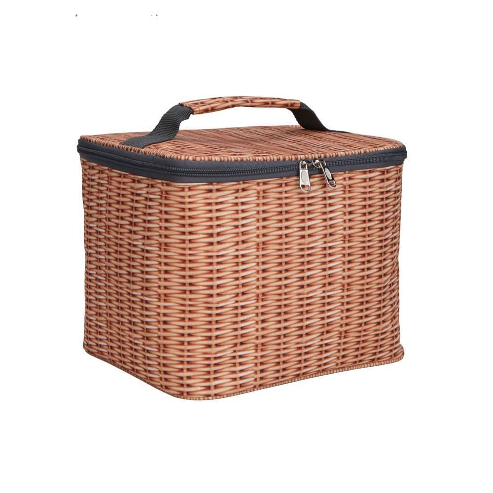 Lunch Bag Wicker Fabric Cooler Bag Foldable Thermal Tote Insulated Picnic Lunch Bag