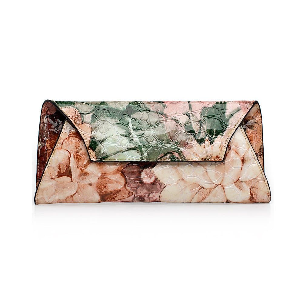 Banff Second Layer Genuine Leather Crocodile Patent Leather Ethnic Style Portable Handbag Clutch Style C